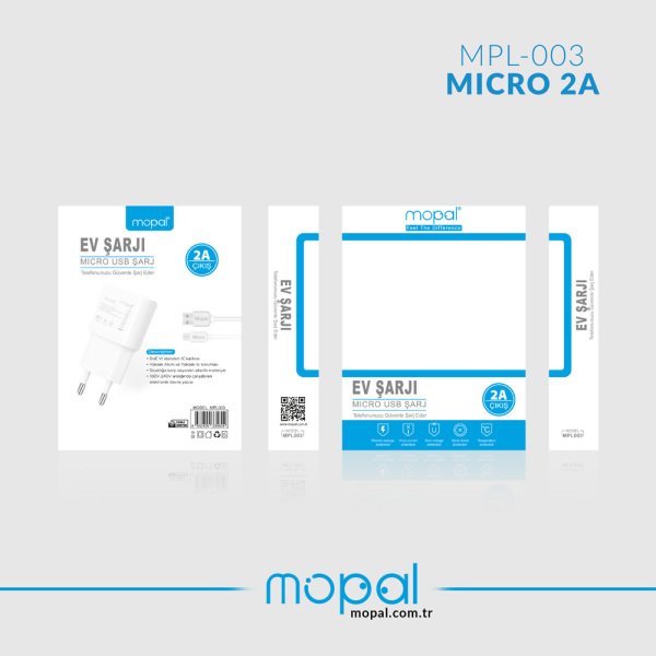 Micro 2A Şarj Aleti - MPL 003 Beyaz Beyaz