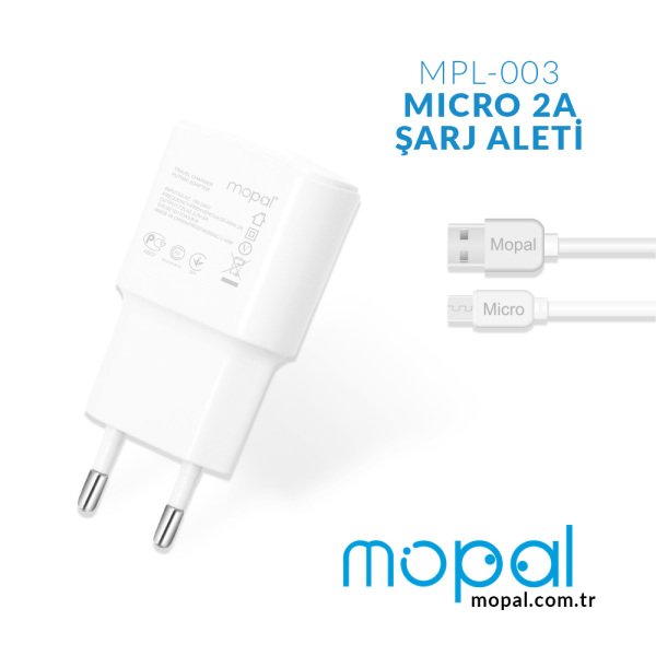 Micro 2A Şarj Aleti - MPL 003 Beyaz Beyaz