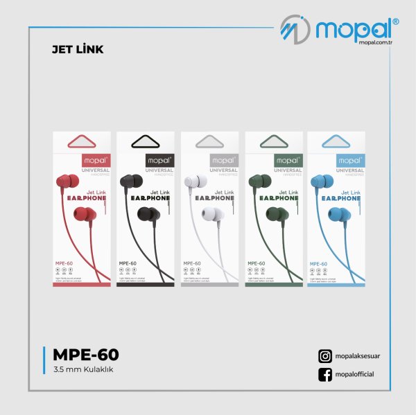 Mopal MPE-60 Jet Link Mikrofonlu Kablolu Kulaklık Beyaz