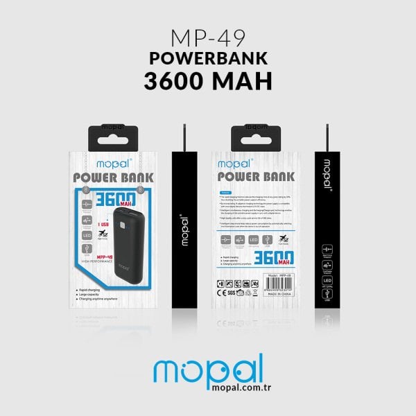 MP-49 Powerbank 3600 mAh Siyah - 3.600 mAh