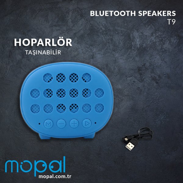 Mopal T9 Mikrofonlu Radyolu Bluetooth Speaker Hoparlör Mavi