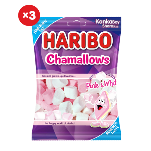 Haribo Chamallows Pink & White 70 G 3'lü Paket