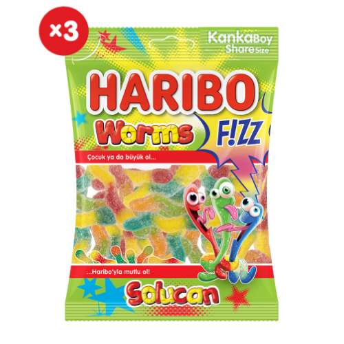 Haribo Ekşii Worms 70 G 3'lü Paket