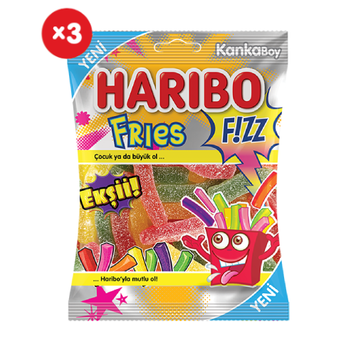 Haribo Ekşii Fries 70 G 3'lü Paket