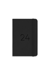 Matt Notebook 2024 Yılı Lastikli Günlük Cep Ajandası 12 Aylık Siyah