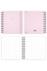 Matt Notebook 15x15 cm Kare 2'li Set Spiralli Kareli Tarihsiz Not Defteri Bubble Tea Çiçek