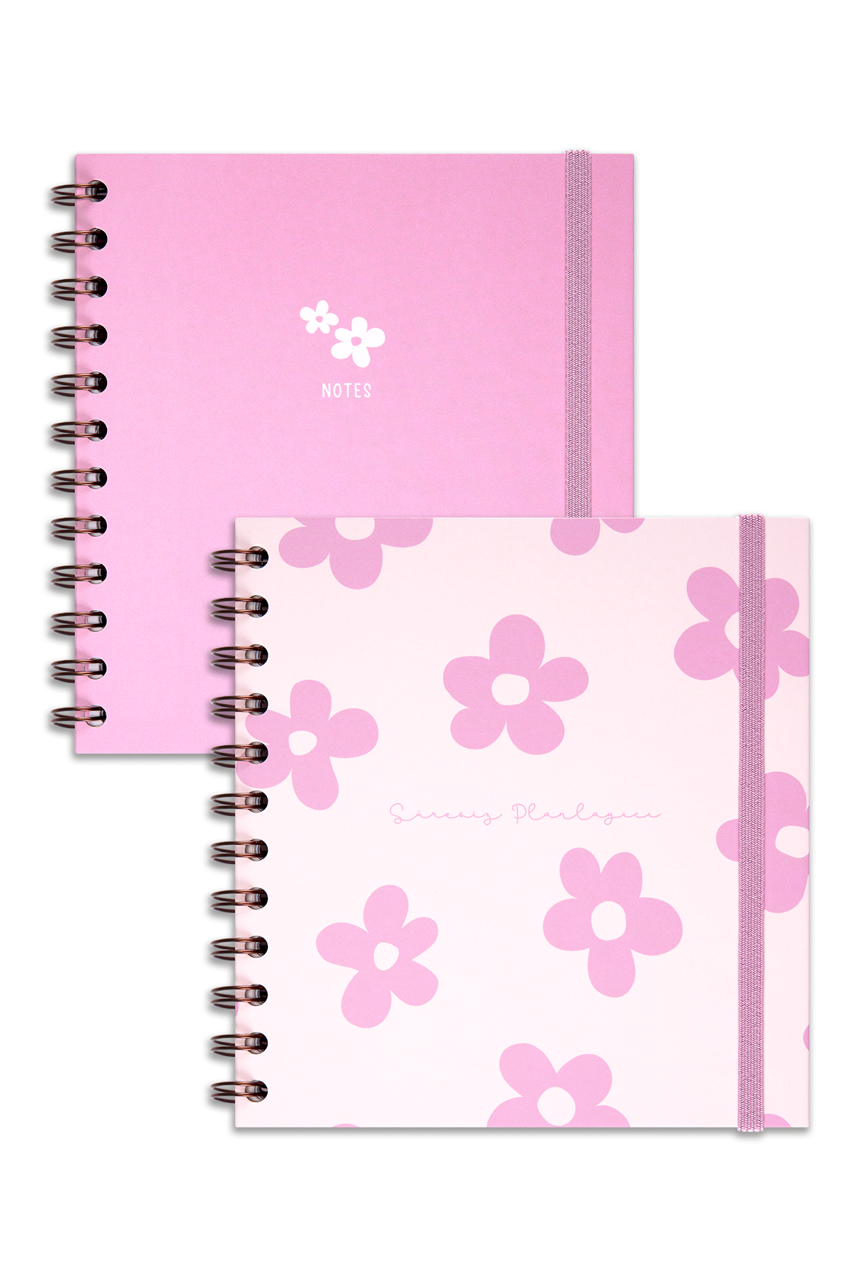 Matt Notebook 15x15 cm Kare 2'li Set Spiralli Süresiz Planlayıcı Ajanda ve Defter Papatya