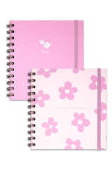 Matt Notebook 15x15 cm Kare 2'li Set Spiralli Süresiz Planlayıcı Ajanda ve Defter Papatya