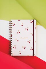 Matt Notebook 17x24 cm Lastikli Spiralli Sert Kapak Not Defteri Noktalı Kiraz