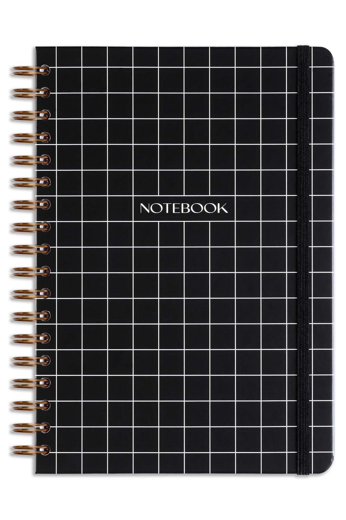 Matt Notebook 17x24 cm Lastikli Spiralli Sert Kapak Not Defteri Kareli Siyah
