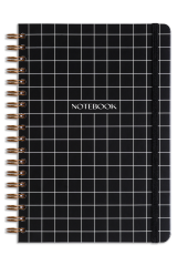 Matt Notebook 17x24 cm Lastikli Spiralli Sert Kapak Not Defteri Kareli Siyah