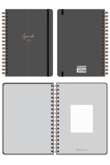 Matt Notebook 2024 Yılı Günlük Spiralli Ajanda - 12 Aylık Siyah