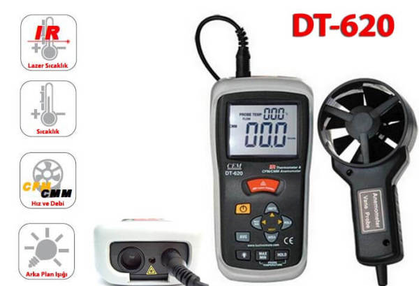 Cem DT-620 Anemometre ve Infrared Termometre