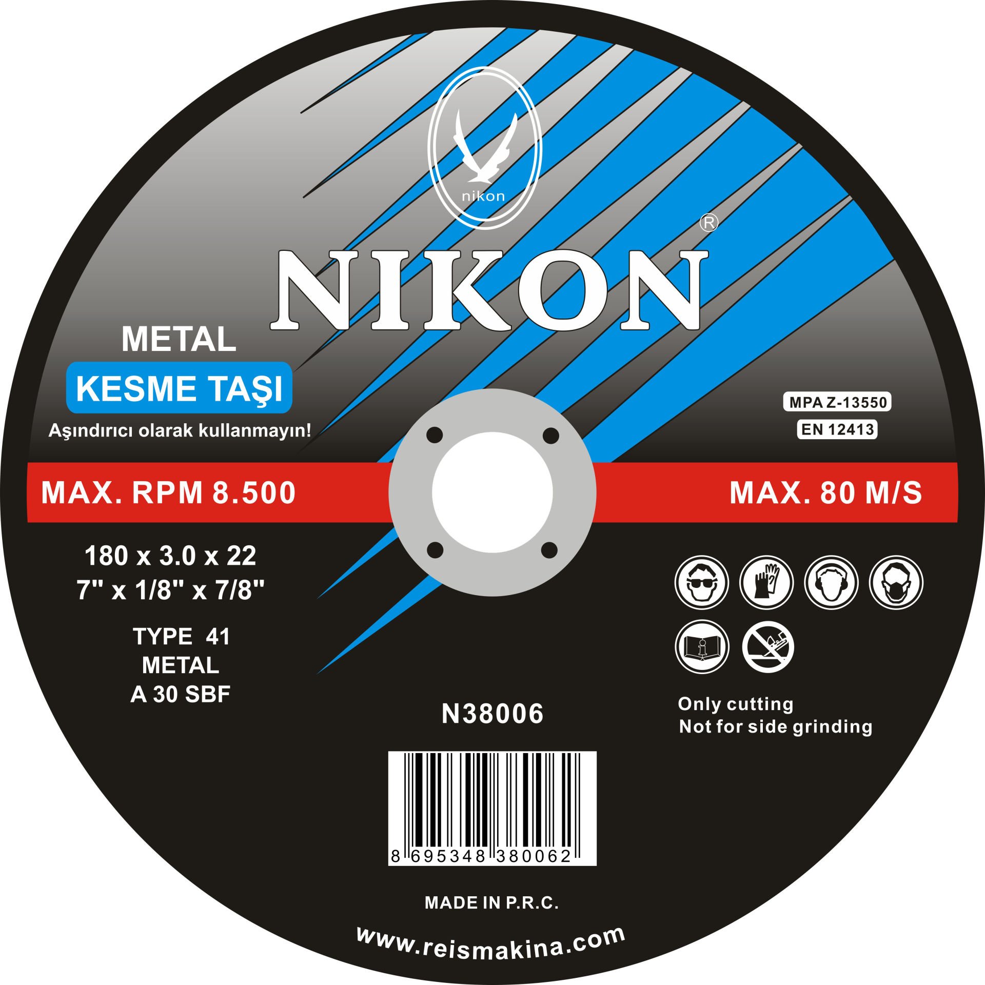 Nikon Metal Flex Kesme Taşı Düz 350x3.0x25.4mm 25 Adet