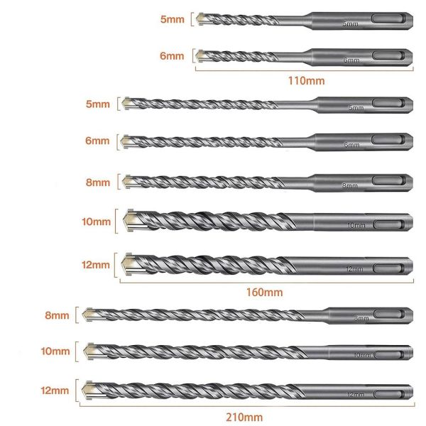 CAT DA03901 10 Parça Tungsten Karbür SDS-Plus Beton Matkap Uç Seti