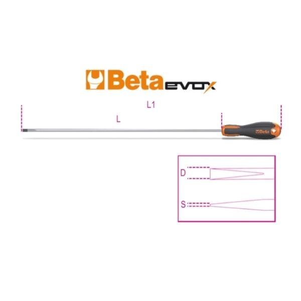 Beta 1204EL Uzun Düz Tornavida 0,5x2,5x200