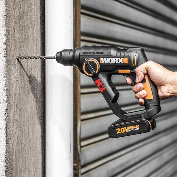 WORX WX390.9C SDS-Plus Tek Akülü Şarjlı Matkap 20Volt 2.0Ah.+ 8 Adet Uç + Mandren