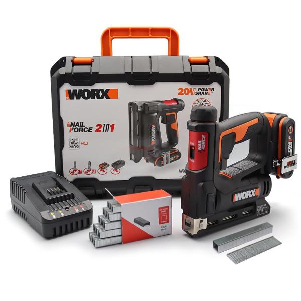 WORX WX843 Li-ion Şarjlı 6-14mm Zımba ve 15mm Çivi Çakma + 3500 adet Yedek Zımba ve Çivi