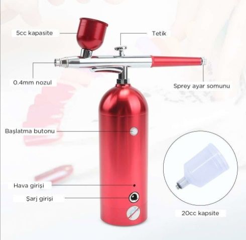 Rox 0068 Entegre Kompresörlü Akülü Airbrush Mini Boya Tabancası