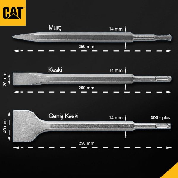 CAT DA03903 SDS Plus 3 Parça Profesyonel Murç/Keski Kırıcı Uç Seti