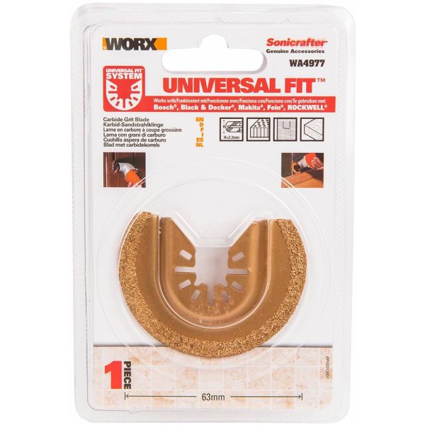 WORX WA4977 Çok Amaçlı Raspalama Makinası İçin 63mm 180˚ Beton, Fayans Derz Arası Universal Temizleme/Kesme Karbür Bıçağı