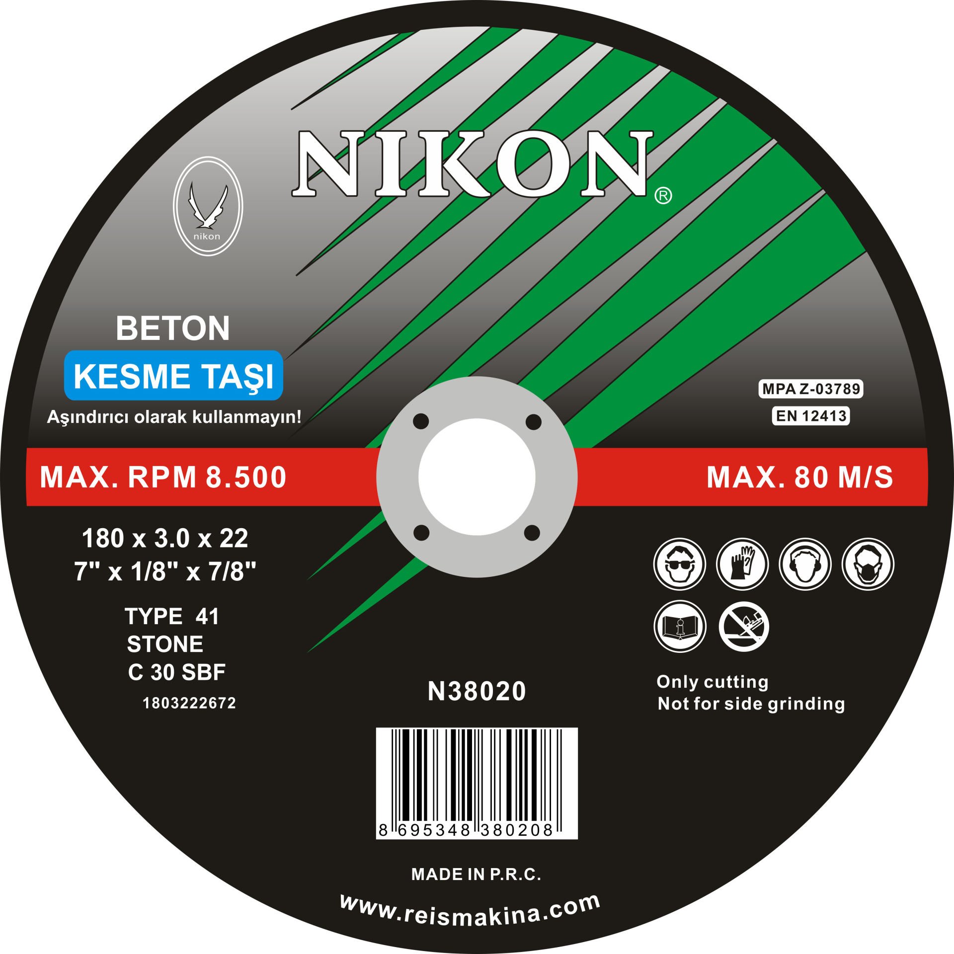 Nikon Beton Flex Kesme Taşı Düz 115x2.5x22mm 10 adet