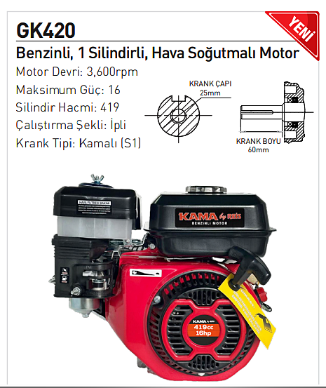 Kama By Reis GK420 Benzinli Hava Soğutmalı Motor 16 Hp