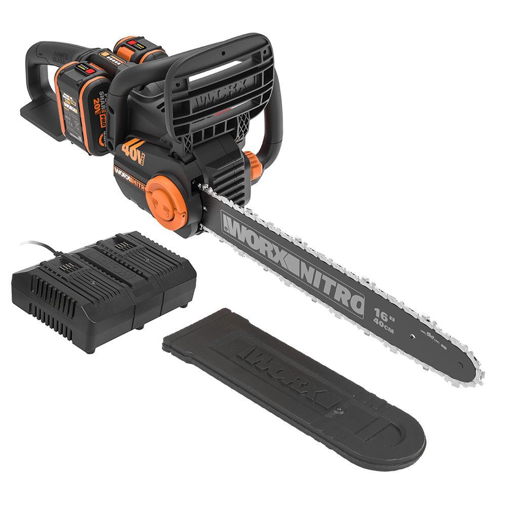 Worx 40CM Profesyonel Şarjlı Kömürsüz Zincirli Testere - 40Volt 4.0Ah Li-ion