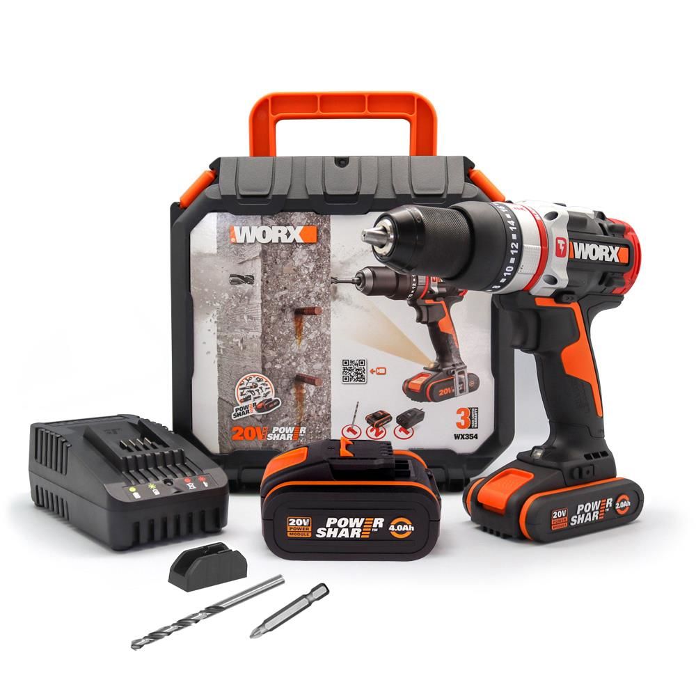 WORX 20Volt/4.0/2.0 Ah. Li-ion Çift Akülü Profesyonel Darbeli Şarjlı Matkap