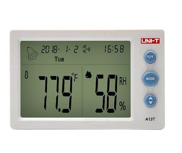 UNI-T Dijital Saatli Sıcaklık ve Nem Ölçer -A13T