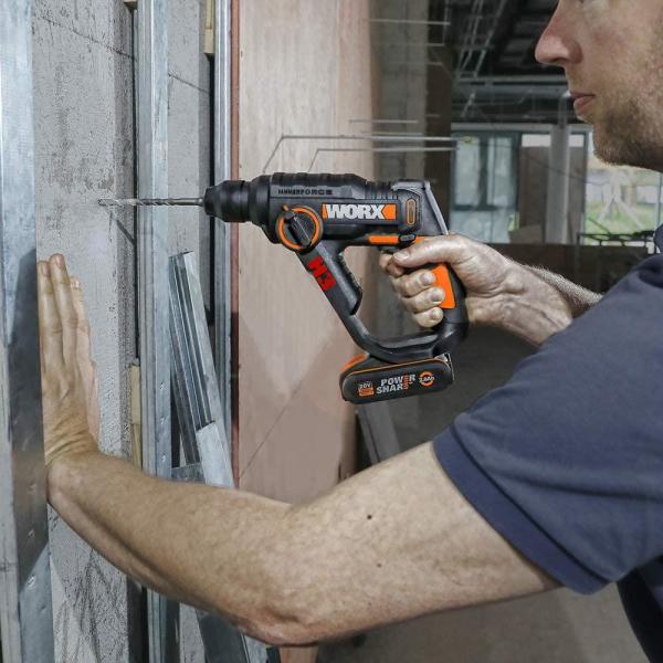 WORX WX390.9 20Volt 1.2J Profesyonel SDS-Plus Pnömatik Şarjlı Matkap + 8 Adet Uç + Mandren (Akü Dahil Değildir)