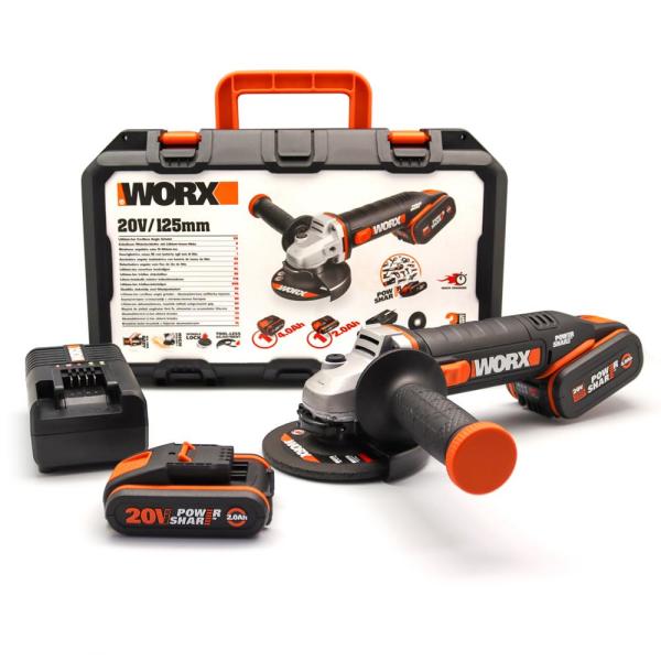 WORX WX803 Çift Akülü Şarjlı Avuç Taşlama 125 mm / 20Volt 2.0/4.0 Ah