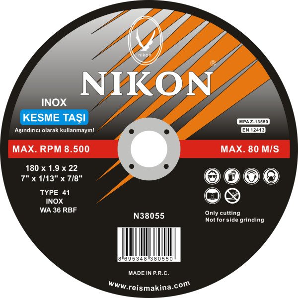 Nikon Inox Flex Kesme Taşı Düz 180x1.9x22mm 50 adet