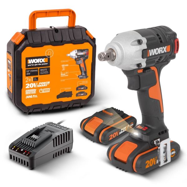 WORX Li-ion Çift Akülü 300Nm Kömürsüz Somun Sıkma 20Volt/2.0Ah