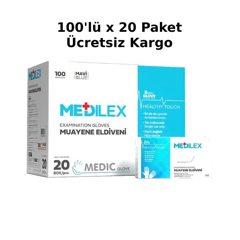 Reflex Medilex Açık Mavi Pudrasız TPE Eldiven (M) 100'lü x 20 Kutu - 1 Koli