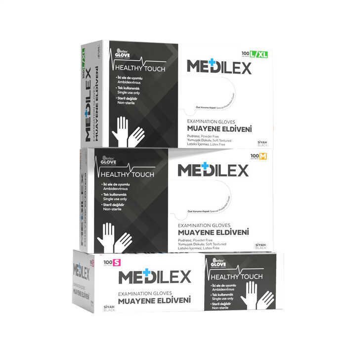 Reflex Medilex Siyah Pudrasız TPE Eldiven (L_XL) 100'lü x 20 Kutu - 1 Koli