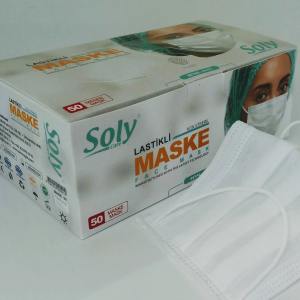 Soly Lastikli Cerrahi Bez Ağız Burun Maskesi 1 Paket (50'li, 2 Katlı)