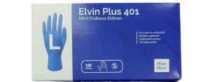 Elvin Plus 401 Mavi Pudrasız Nitril Muayene Eldiveni (Large) 100'lü Pk