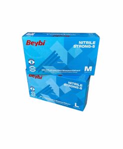 Beybi Strong-5 Mavi Pudrasız Nitril Muayene Eldiveni (Medium) Paket