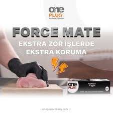 OnePlus1 FORCE MATE Siyah Pudrasız Nitril (Large) Muayene Eldiveni 50'li Paket