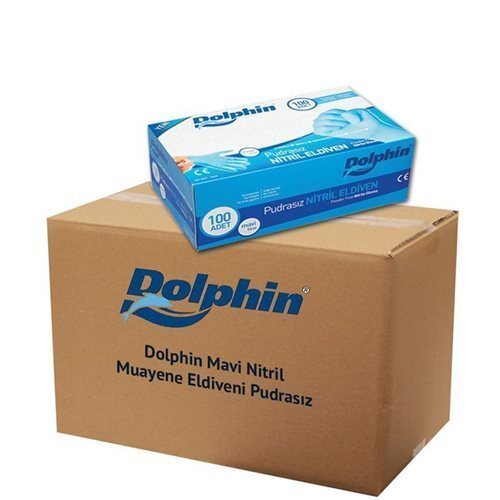 Dolphin Mavi Pudrasız Nitril Muayene Eldiveni (XL) 100'lü x 20 Pk - Koli