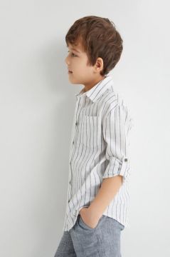Koton Erkek Çocuk Gömlek Uzun Kollu Cepli Pamuklu