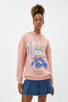 Koton Anime Sweatshirt Kapüşonlu Uzun Kollu Baskılı