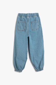 Koton Kız Çocuk Paraşüt Kot Pantolon Pamuklu Beli Lastikli Cepli - Parachute Jean