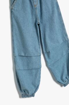 Koton Kız Çocuk Paraşüt Kot Pantolon Pamuklu Beli Lastikli Cepli - Parachute Jean