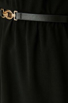 Koton Mini Elbise Degaje Yaka Kemer Detaylı Kısa Kollu