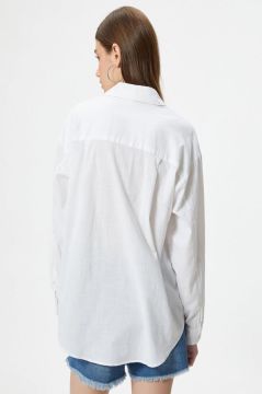 Koton Oversize Gömlek Uzun Kollu Klasik Yaka Pamuklu