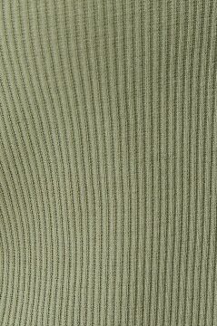 Koton Katlı Crop Tişört Çift Yaka Renk Kontrastlı Uzun Kollu Ribanalı