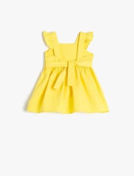 Koton Kız Bebek Midi Elbise Kolsuz Askılı Fırfırlı Pamuklu