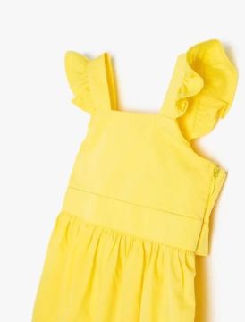 Koton Kız Bebek Midi Elbise Kolsuz Askılı Fırfırlı Pamuklu